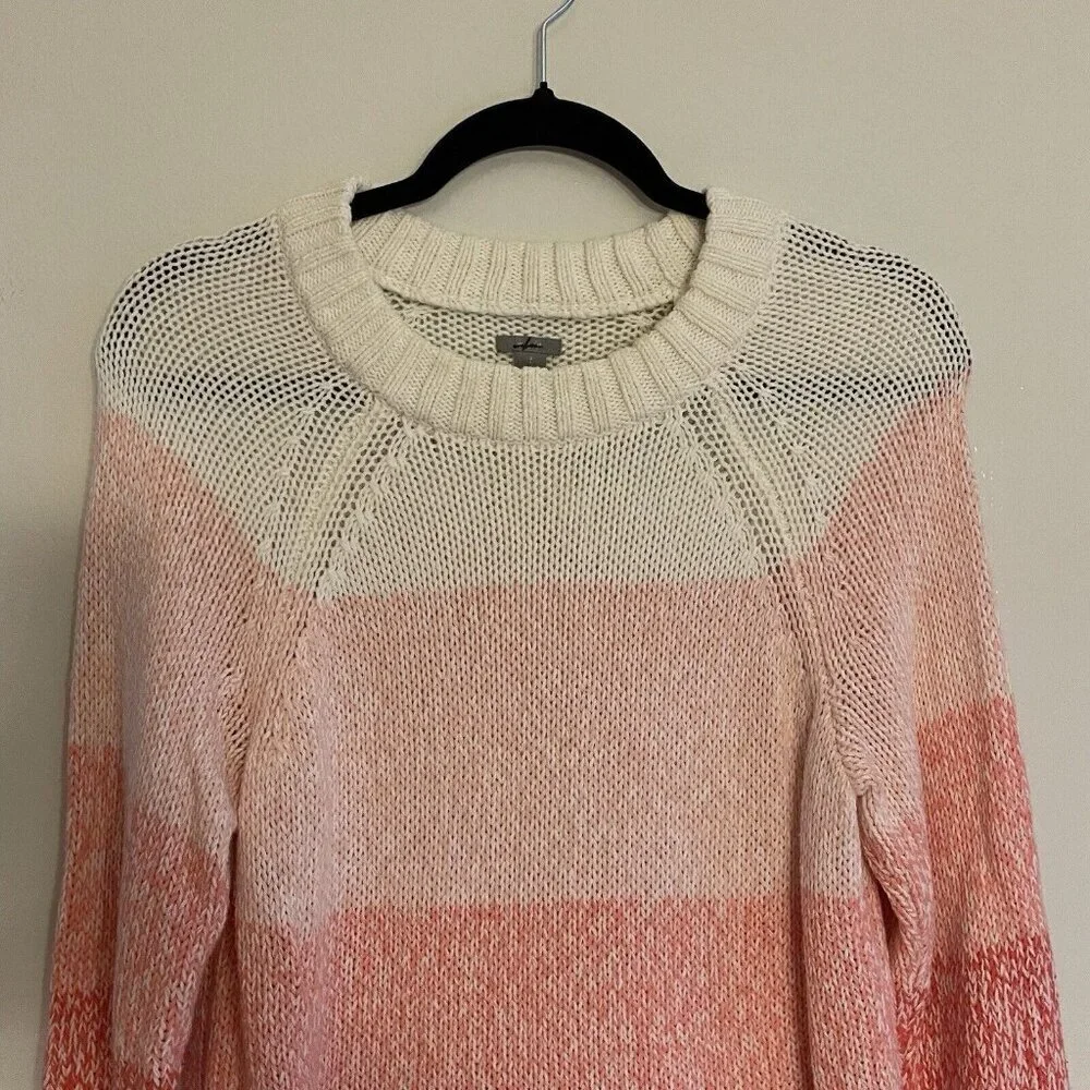 Aerie Women S Ombre Stripe Raglan Sleeves Relaxed Fit Heathered Crew Sweater